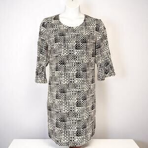 Garnet Hill Elegant Silk Dress Plus Size 18 Shift 3/4 Bell Sleeve Knee Length